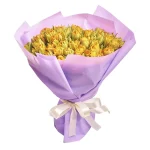 Букет из 51 пионовидного тюльпана желтого цвета